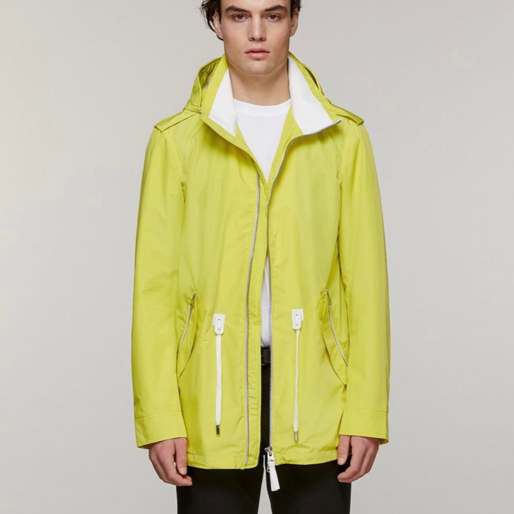 Mackage - NEW- Mack Mid-Length Raincoat with Removable Hood - Lemon Color